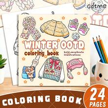 GDTME Children's Coloring Book - Winter Outfits: Bold & Simple Pattern Coloring Book, Suitable For Adults, Cute Coloring Book, Perfect Gift For Christmas Party, Halloween And Birthday - Warm Scene Coloring, Stress Relief: Suitable For Friends Who Like Coloring And Back To School Season (Warm Space Coloring) - WINTER OOTD - View 2