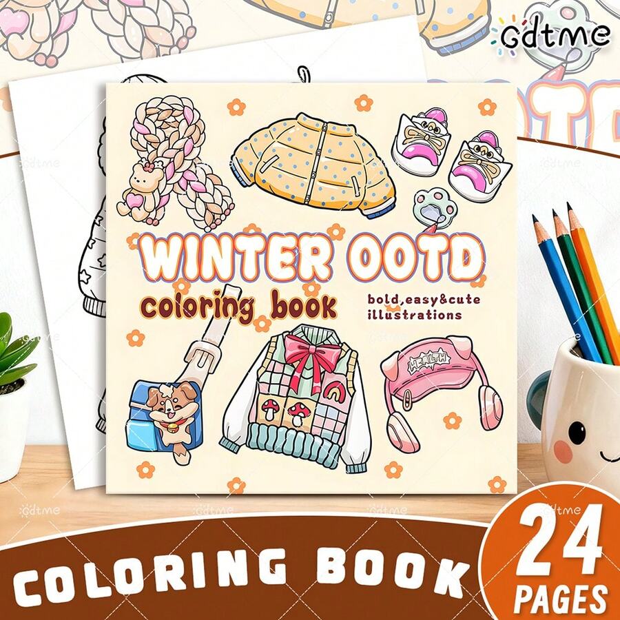 GDTME Children's Coloring Book - Winter Outfits: Bold & Simple Pattern Coloring Book, Suitable For Adults, Cute Coloring Book, Perfect Gift For Christmas Party, Halloween And Birthday - Warm Scene Coloring, Stress Relief: Suitable For Friends Who Like Coloring And Back To School Season (Warm Space Coloring)
