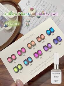annies 12ml Aurora Phantom Cat Magnetic Gel Polish 10 Color Set 2025 New Colorful Aurora Glass Bead Cat Eye Gel Nail Art 1pc/10pcs Nails - Multicolor - View 3