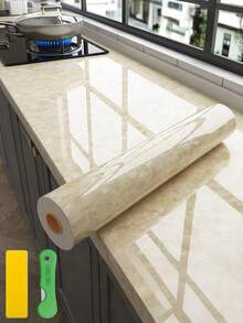 1 卷厨房台面保护膜，防水、防油、耐热（450°F），自粘式保护膜，适用于厨房、橱柜、桌子、家具和大理石表面