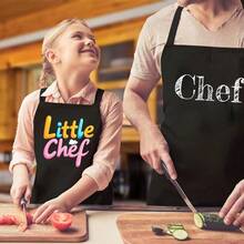 WSXC Chef Apron Hat Set - Adjustable 's Cooking Apron With 2 Pockets Black For Boys Girls Age 3-8 - LittleChef - View 3