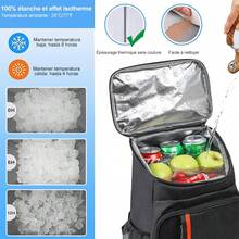 1pc Mochila Doble Bandolera de Gran Capacidad, Resistente para Camping y Deportes al Aire Libre en Tela Oxford - Negro - Ver 3