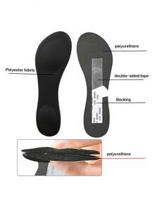 1 Pair Women's Sweat-Absorbent Anti-Slip Trimmable Breathable 3/4 Insole Shoe Pads - Black - View 4