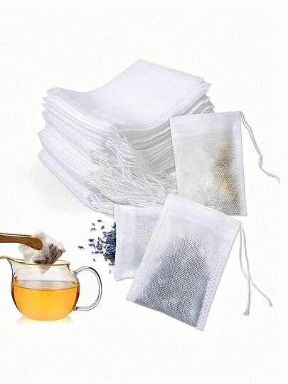 1/10/100/200pcs 7*5cm White Non-Woven Disposable Tea Bags, Multi-Purpose Filtering Bags, Easy To Pour And Clean, Suitable For Disposable Tea, Coffee, Herbs, Spices, Jewelry Packaging, Gift Wrapping, Home Kitchen Cafe Travel Use, Holiday Celebration Home Decor, Practical Gift For Family, Friends, Women