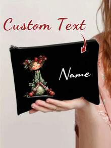 Customizable Makeup Bag - Cute Personalized Canvas Makeup Bag, Can Customize Letters And Names. Lightweight Zipper Makeup Bag, Also Can Be Used As Gift Bag, Toiletry Bag, Wallet, Coin Purse, Pencil Case. - Multicolor - View 3