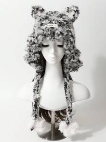 1 件手工针织可爱猫耳水母女帽，秋冬新款朋克甜美 Y2K 柔软针织帽，时尚百搭