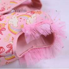 Cute Girls Pink Rainbow Floatation Swimsuit Top - Buoyancy Vest, Water And Beach Swimming Gear