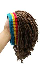1 pieza Gorro de punto con rastas divertido, gorro de fiesta de hip hop unisex, gorro de peluca de punto cálido y personalizado único - Gorro de lana con rastas - Ver 9