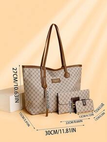 3件套高品质手提包套装，轻便奢华单肩腋下包，时尚休闲手提包 - 彩色 - 查看 7