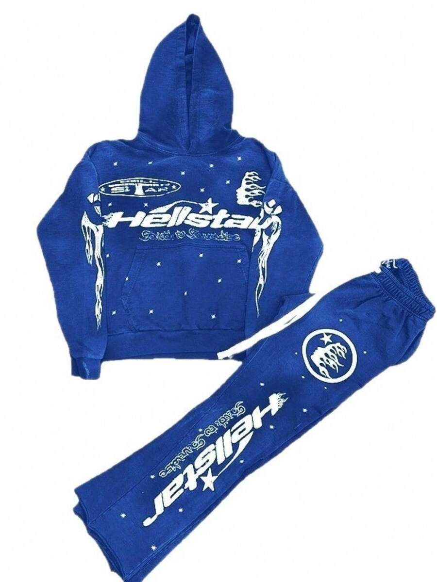 Mens Clothes Men 2 Piece Set Mens 2 Piece Outfits Men Sweat Suit Set - Màu xanh lam - Xem 1