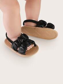 女童凉鞋，新款儿童凉鞋，婴儿/男童款，0-1-3岁女童软底学步鞋，夏季透气款 - 黑色 - 查看 3