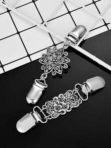 2 件装女式复古领夹，收紧开衫和衬衫裙的腰部 - 銀色 - 查看 8