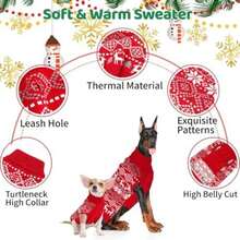 Suéter de Navidad para perro grande, grueso y cálido para mascotas, con copo de nieve, reno para perro, suéter de día festivo para clima frío, suéter de punto de invierno para perros medianos y(Small Medium) - Multicolor - Ver 3