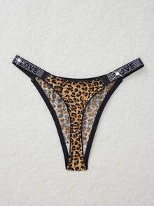 3 CÁI/GÓI Quần lót trơn họa tiết da báo in họa tiết da báo đính đá lấp lánh cho nữ, Rave - Nhiều màu - Xem 3