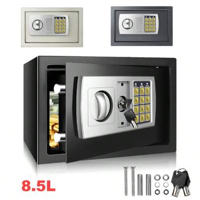 Royalswill 4.6L-16L Fire-Resistant Digital Steel Safe With PIN Code And Key, Fireproof Wall-Mounted Safe, Electronic Security Office/Home Cash Safe, Includes 2 Emergency Keys, Suitable For Home/Office/Supermarket/Hotel Security Safes