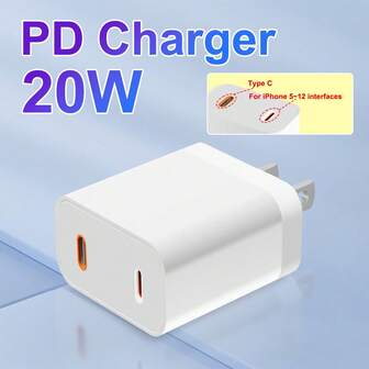 20W USB-C 充电器，双口快速墙式 USB-C 充电器，兼容 17/16/15/14 系列、iPad Pro、Galaxy S25、Note 20/10、Steam Deck 等系列产品，以及移动电源等快速充电器