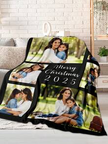 Custom Personalized Photo Flannel Blanket, Customize Your Own Picture Wedding Couple Family Throw Blanket With Any Photo, Soft Flannel Throw Blanket Digital Printing, 280gsm, All-Season Comfort Polyester Blankets Great Gift For Friend, Family, Wedding, Birthday,Warm,Soft,Comfortable,Cozy Personalized Ideal Gifts For Him,Her,Boyfriend,Girlfriend,Dad,Mom,Family,Friends,Pets ,For Anniversaries,Valentine's Day,Mother's Day,Birthdays,Father's Day,Weddings,Graduation,Christmas,Housewarming Sofa,Bed,Car,Bedroom,Living Room,Office,Outdoor Camping,Beach,Wall Decoration - phong cách-5 - Xem 2