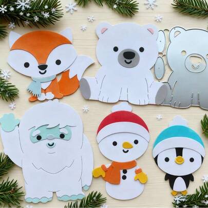 1PC Winter Animal Metal Cutting Dies, New Arrival Die Cuts, Embossing Stencils For DIY Crafting Scrapbooking Supplies, Template Mould, Photo Album Decorative Paper Die Cuts For Card Making, DIY Craft