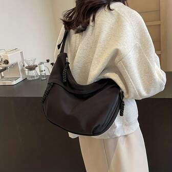 Kadın Omuz Çantası, Dayanıklı Naylon Malzeme, Hırsızlığa Karşı Çok Katmanlı Tasarım (iPad Sığar), İşe Gidip Gelme, Alışveriş, Seyahat İçin İdeal, 5 Şık Renk Seçeneği Mevcut (Siyah/Beyaz/Turuncu/Pembe/Mavi)