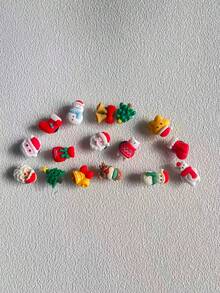 10个/套 随机多色圣诞系列鞋饰（非一体式镶嵌装饰） - 彩色 - 查看 1