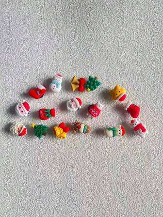 10个/套 随机多色圣诞系列鞋饰（非一体式镶嵌装饰）