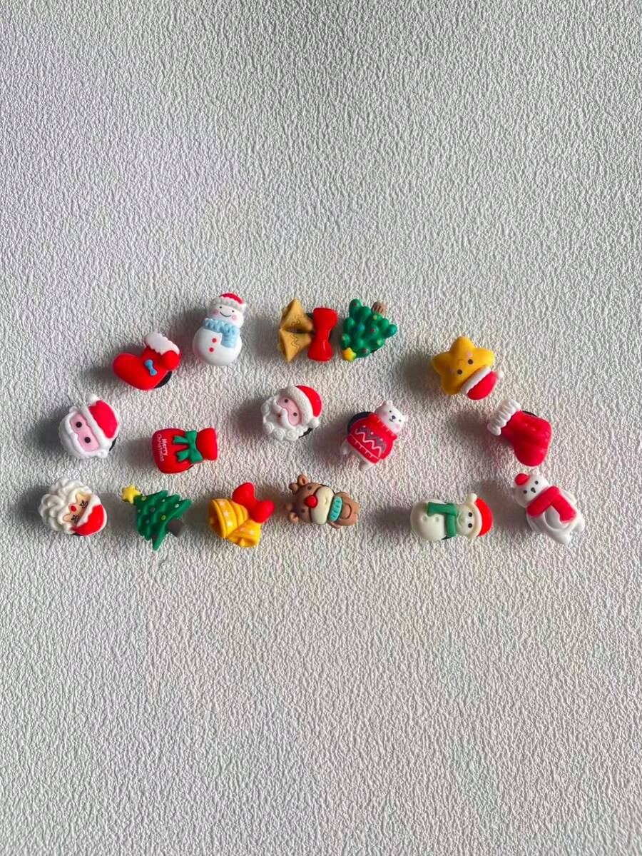 10个/套 随机多色圣诞系列鞋饰（非一体式镶嵌装饰） - 彩色 - 查看 1