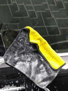 12pcs/10pcs/5pcs/1pc Double-Sided Coral Fleece Super Absorbent Reusable Two-Color Design (Yellow Grey) Square Cleaning Cloth, Su For Home, Kitchen, Car, Bathroom, Glass Cleaning, Dish Wiping, Thickened Microfiber Cleaning Cloth, Car Cleaning Cloth, Home Cleaning,-Sided Mop Cloth, Hand Washable Towel - Multicolor - View 3