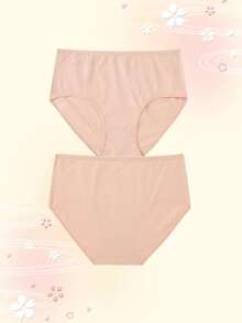 5 piezas/paquete Bragas cómodas y transpirables de unicolor de talla grande con cintura media - Multicolor - Ver 4