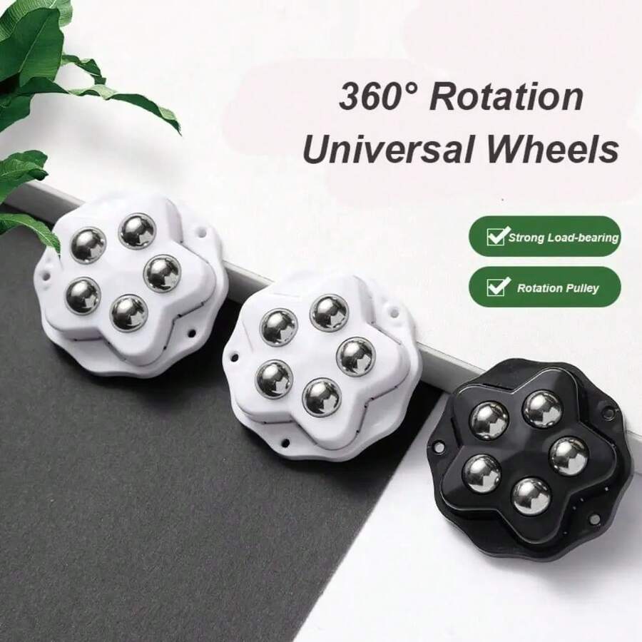 4pcs/Set Quiet Swivel Casters, 5-Ball Heavy Duty 360° Rotation Sliding Wheels, Self-Adhesive Furniture Mover Accessories