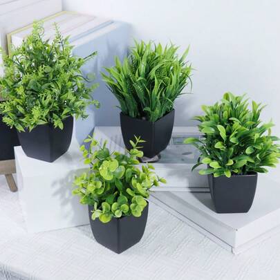 1/2/3/4 Stücke Mini künstliche Pflanze Dekoration mit schwarzem Topf - Imitierte grüne Pflanze Tischdekoration geeignet für Zuhause, Büro, Schlafzimmer, Wohnzimmer, Weihnachten, Valentinstag und andere Anlässe
