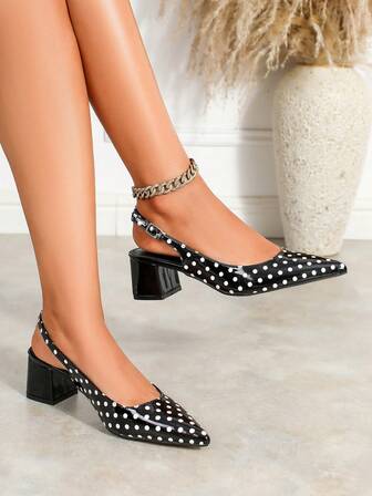 Women's Fashion Versatile Metal Toe Chunky Heel Pumps, Comfortable Non-Slip Breathable Hollow Metal Buckle Ankle Strap High Heel Sandals