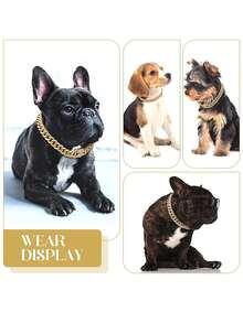 1pc Bling Pet Cuban Link Chain - Stylish Dog Statement Necklace, Metallic Pet Fashion Accessory - Multicolor - View 12