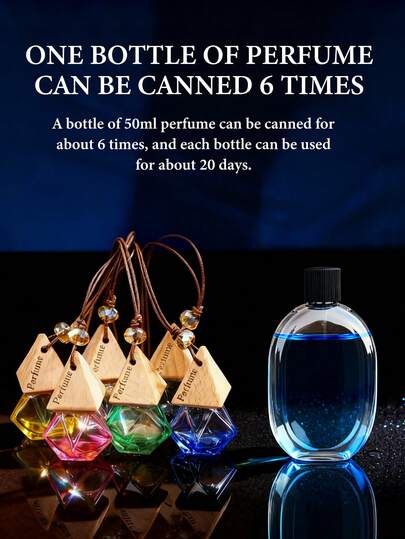 1 Set Of Car Air Freshener, Odor-Removing Car Accessory Deodorizer, Glass Bottle Fragrance Diffuser, Car Fragrance Pendant, Each Bottle 50ml, Can Be Refilled 6 Times Into The Glass Bottle, Each Use Lasts Up To Approximately 20 Days, Long-Lasting Air Freshener.