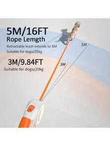 1pc Retractable Dog Leash (Battery Not Included), Dual Light Design, 3 Meters/5m Size Options, Macaron Colors, Dog Supplies. Suitable For Small And Medium Dogs. - Multicolor - View 7