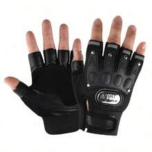 1Pair Fingerless Gloves Half Finger Men Gloves Anti-Slip Outdoor Sports Bicycle Gloves Riding Gloves - Black - View 1