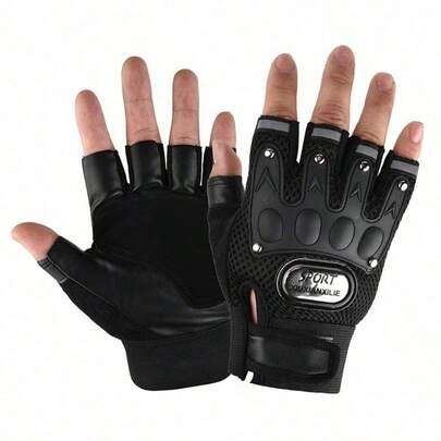 1Pair Fingerless Gloves Half Finger Men Gloves Anti-Slip Outdoor Sports Bicycle Gloves Riding Gloves