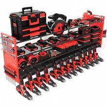 52'' Heavy Duty Power Tool Organizer Rack |   660lbs Capacity 4-Tier Wall Mount Garage Storage Shelf |   Adjustable Pegboard Tool Storage For Workshop, Garage, And DIY Enthusiasts - Red - View 3