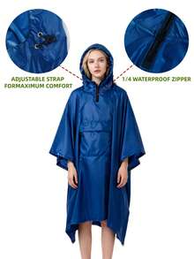 3-In-1 Multifunctional Hooded Rain Poncho With Neckline Buttons, Portable Raincoat With Pockets , Lightweight Rain Jacket For Adult Outdoor Activities,Spring Summer Picks,Brides Maid Gifts,Room,Bedroom Decor,Beach,Travel,For Men,For Women,Vacation,Cute Stuff - Multicolor - View 8