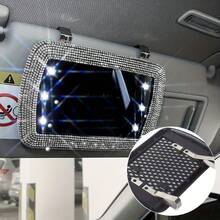 1 pieza Espejo de visera de coche con diamantes de imitación (versión sin luz) - Accesorio de maquillaje creativo, regalo perfecto para el hogar, espejo de visera de coche, espejo de decoración de diamantes popular, espejo compacto de visera de coche - Superficie de espejo de vidrio rectangular y plano, herramienta auxiliar de espejo retrovisor para mujeres, accesorio de coche | Regalo ideal, accesorio de para conducir | Estética moderna | Vidrio duradero, espejo de visera de coche - Multicolor - Ver 17