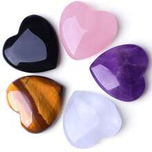 Natural Crystal Heart-Shaped Love Natural Stone Ornament Gemstone Craft Set Crystal Stone Jewelry Romantic Charm Decoration - 5pcs Random Color Set - View 12