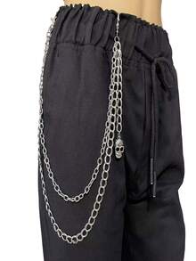 ZHAOTANGHESILVERJEWELTY 1 pieza Cinturón de metal multicapa estilo punk rock, adecuado para hombres y mujeres, accesorio multifuncional de cintura con decoración de calavera, espada, corazón y pentagrama de aleación gótica, para vaqueros, billetera, bolsillos, estilo hip hop, adecuado para otoño/invierno, fiesta, playa, primavera/verano, festival de música, fiesta de Navidad, Halloween, atuendo diario