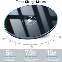 15W Wireless Charger, Compatible With IPhone 17/16/15/14/13/12 Pro/XS Max/Mini/X/XR, Inductive Fast Wireless Charging Pad, Compatible With Samsung Suitable For Office, Dorm, And Home Office Dorm Home Phone Charger - Black - View 8