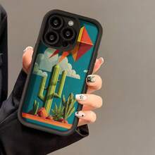 Cubierta de telefono con borde negro diseño de cactus y cometa en colores vibrantes para uso diario - Burdeos - Ver 5