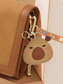 1 PC Chic Mini Capybara Coin Purse With Keychain - Silicone, Multifunctional Zipper Lipstick Holder, Cute Cartoon Design For Girl, Coin Purse, Student Backpack Decoration, Mini Bag Charm, Unique Phone Accessory, Suitable For Ladies' Wallets And Phone Accessories, Gift For Friends, Party Accessory, Car Pendant, Female Gift - Multicolor - View 5