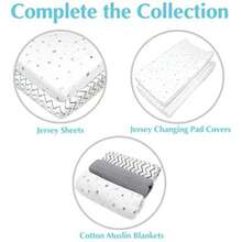 American Baby Company - Juego de 2 sábanas de 100% algodón Jersey Tejido Natural, diseño de Estrellas Grises y Zigzag, Transpirable y Suave, para niños y niñas(gris, (Grey ZigZag)) - Multicolor - Ver 3