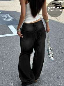 New Women's Retro Casual Boyfriend Style Straight Loose Fit Versatile Denim Jeans, All Season - Black - View 7