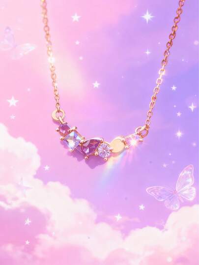 1 st halsband i 925 sterlingsilver med exklusiv design, elegant pärla och zirkonia, geometriskt för kvinnor