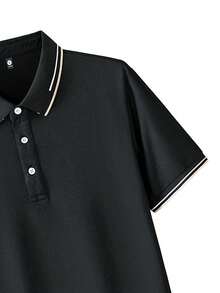 Men's Summer Polo Shirt, Business Casual Collared Short Sleeve T-Shirt, Suitable For Office, Gatherings, Parties Black Sports - Black - View 6