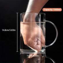 33.81oz Glass Water Cup, Large Glass With Lid & Straw, Drinking Cup For Home Office Use, Drinkware Gift Ideas, Kitchen Accessories - 無色 - 查看 3
