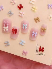 100pcs/300pcs Per Bag Cute Multicolor Solid Color Mini Resin Bows, 6 Colors 6 Shapes Small Bows, Suitable For Phone Cases, Scrapbooking, Jewelry Making And Nail Art Decoration! Nails Nail Charms - Multicolor - View 9